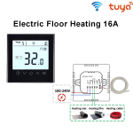 Termostato jutiklinis ekranas &bdquo;Tuya Smart WiFi&ldquo; temperatūros valdiklis, skirtas elektros / vandens / dujų katilui 16A 3A Veikia su &bdquo;Google Home&ldquo; 16A electric heating juoda