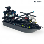 Pilkojo banginio transportavimo X009 mažų dalelių L laivo modelis Black Hawk malūnsparnio orlaivio vaikų statybiniai blokai