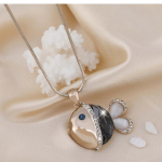 Ry&scaron;kus kri&scaron;tolo žuvies pakabukas ilgas karoliai moterims, paprasti mergaičių papuo&scaron;alai pilka