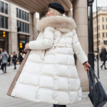 Moteri&scaron;ka striukė su gobtuvu, pamink&scaron;tinta, plona, ​​prigludusi didelė kailinė apykaklė Laisva &scaron;ilta kailinė apykaklė vir&scaron; kelio Parkai ir stori paltai Moteri&scaron;ki žieminiai vir&scaron;utiniai drabužiai M