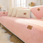 Sutir&scaron;tintos vilnos aksominis sofos užvalkalas žiemai &scaron;iltas gyvenamasis kambarys sofa nugaros atlo&scaron;as porankio pagalvėlė mink&scaron;ta neslystanti dulkėms dekoratyvinė danga 90x180cm 1pcs rožinė