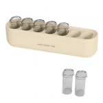 Mini ne&scaron;iojama tablečių dėžutė, didelės talpos bekvapis 7 tinkleliai su atskiru dangteliu, dulkėms atsparios vienos savaitės tablečių dėžutės žalia