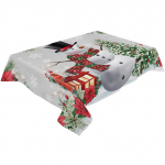 Kalėdinė staltiesė Puansetija Sniego senis Staltiesė Vandeniui atspari Vestuvių dekoras Stačiakampė staltiesė Kalėdų valgomojo stalo dekoras 153x153cm Tablecloth