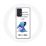 Coque pour samsung galaxy A32 5G Lilo et Stitch Ohana Citation Blanc balta