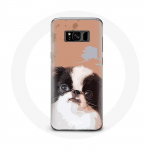 Coque pour Samsung Galaxy S8 Plus &Eacute;pagneul japonais Noir et Blanc Race de chiens