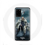 Coque pour Samsung Galaxy S11 Plus Vikings S&eacute;rie Saison 6 Ragnar Lothbrok logo V Ep&eacute;e Gris Fond Brou