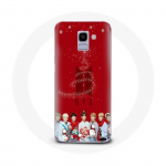 Coque pour Samsung Galaxy A6 2018 BTS Bangtan Gar&ccedil;ons Fond Rouge Cadeau de No&euml;l 2023 raudona