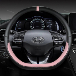 For Hyundai ioniq 2016 2017 2018  2022 Car Steering Wheel Cover D Shape PU Leather Auto Accessories interior rožinė