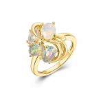 925 Sterlingo sidabro opalo žiedas natūralus etiopijos opalas 1,8 ct brangakmeniai puikūs papuo&scaron;alai moterims graži dovana us ring size 8#