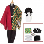 Anime Demon Slayer Kimetsu No Yaiba Tomioka Giyuu Cosplay Kostiumas Vyrams Kimono Uniforma Helovino Karnavalo &Scaron;ventės Kostiumai L-(Costume+Wig)