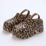 Moteri&scaron;kos vasarinės itin auk&scaron;to kulno &scaron;lepetės Moteri&scaron;kos leopardo klumpės storu dugnu, skirtos moteri&scaron;kos basutės su uždaru pir&scaron;tu, storos platformos sandalai 37-38