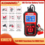 KONNWEI KW870 6V 12V automobilio motociklo akumuliatoriaus testeris OBD2 diagnostikos įrankio skaitytuvas 2 viename alkūninio įkrovimo bandymo įrankiai automobiliui