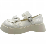 mados Moteris Japoni&scaron;ko stiliaus pompos Jk Batai Kawaii Lace Bowknot White Lolita Batai Moteri&scaron;ki 2024 &Scaron;irdies sagties platforma Mary Janes 35 smėlis