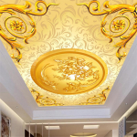 Tapetai 3D auksinio europieti&scaron;ko ra&scaron;to stiliaus lubų freska Svetainės miegamojo fono siena 3D lubų freska 200 cm(W) x 140 cm(H)