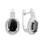 Sidabriniai auskarai su natūraliu 4.927 ct safyru, fianitais (2162780) safyras