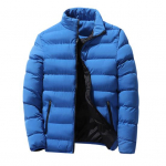 Vyri&scaron;ka beisbolo striukė stovi apykakle, ilgomis rankovėmis, pilnai užtrauktuku Užsegama vienspalvė žieminė striukė su ki&scaron;enėmis Vienspalvis sportinis lauko paltas M tamsiai mėlyna spalva