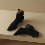 Krazing Pot Nubuko rudeniniai karvės zom&scaron;iniai žieminiai batai mediniai auk&scaron;takulniai kauboji&scaron;ki batai europieti&scaron;ki, &scaron;ilti batai 34 juoda