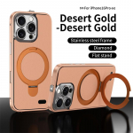 Prabangus metalinio rėmo magnetinis stovas telefono dėklas, skirtas &bdquo;iPhone 16 15 Pro Max Magsafe&ldquo; belaidžio įkrovimo aliuminio lydinio objektyvo apsauginis dangtelis For iPhone 15 Pro Max
