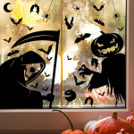 Helovino milžino vaiduoklio vaiduoklio lango lipdukas Raganos mirtis Helovino vakarėlio dekoravimo statinis lipdukas One Size