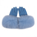 Moteri&scaron;kos pir&scaron;tinės i&scaron; natūralios ėriuko odos su tikros lapės kailio apdaila ant rie&scaron;o, žieminės &scaron;iltos vairavimo pir&scaron;tinės - pamu&scaron;alas i&scaron; aksomo M 18cm