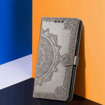 Foral Knygelės Odinis Piniginės Atverčiamas Dėklas Xiaomi 14T 11T 13T Redmi 14C 13C 9C A3 Note 14 10 11 12 13 Pro 5G 9 Poco M6 C75 F6 F7 X7 X6 C65 Silikoninis Dėklas Redmi 14C pilka spalva