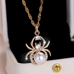 Punk Spider Imitation Pearl Kaklo papuo&scaron;alas moterims Aukso spalvos Vestuvių Vakarėlio Papuo&scaron;alai Dovanos auksas