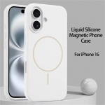 Skystas silikoninis mink&scaron;tas magnetinis Magsafe telefono dėklas, skirtas iPhone 16 Plus 15 14 13 12 Pro Max paprastas belaidžio įkrovimo dangtelis iPhone 16 Pro Max balta