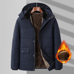 Žieminis vyri&scaron;kas parkas vilnonis medvilninis storas &scaron;iltas striukė su gobtuvu pūkuota apykakle, vandeniui atspari vėjo striukė, pamink&scaron;tinta plius dydis 8xl M tamsiai mėlyna spalva