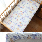 Kūdikių lovelės paklodė naujagimiui Mink&scaron;ta medvilninė lovytės čiužinio užvalkalas su guma 130x70cm