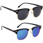 Dervin Stačiakampiai Unisex Akiniai nuo Saulės (Juoda, Mėlyna) - 2 vienetų rinkinys