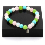 Pierres et Min&eacute;raux. Bracelet Perles P&eacute;ridot + Pierre de lune + Quartz rose + Turquoise 8 Fabriqu&eacute; en France.