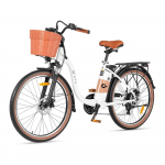 DYU C6 Pro elektrinis dviratis suaugusiems 250W, 26 Miesto transporto E-dviratis su krep&scaron;iu su 36V 15.6AH balta