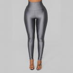 Europieti&scaron;ko stiliaus blizgios tamprės auk&scaron;tu juosmeniu, vienspalvės devynių ketvirčių kelnės, madingos, labai tamprios juosmens, prigludusios prie kojų XL