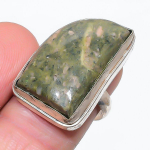 Natural Unakite Gemstone Handmade 925 Sterling Silver Jewelry Ring Size 7.5 z9a42