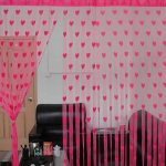 Line Heart Decor Užuolaidos Naujovė Langas Svetainė Užuolaidų Skirstomoji Virvelė Namų Dekoracijos Užuolaidų kutai Durys 200X100CM rožinės rožinės spalvos