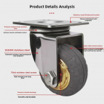 Nerūdijančio plieno ratukai: 3 , 4 Guminiai Auksiniai/Pilki, 5 Elastiniai su Universaliu Stabdžiu. 3 inch fixed wheel