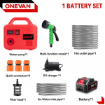 ONEVAN elektrinis vandens siurbimo siurblio įrenginys 150M belaidis įkraunamas sodo ploviklis ličio baterijos įrankis Makita 18V baterijai 1Battery 1EU Charger