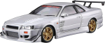 Aoshima Bunka Kyozaisha The Tuned Car Series Nissan BNR34 Skyline Plastikinis Modelis 1/24 Nr. 50 C-WEST GT-R '02 (Automobilis) gray