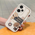 Mink&scaron;tas silikoninis kvadratinių kopėčių spausdinimo ra&scaron;tų telefono korpusas, pilnas dangtis, fotoaparatas, atsparus smūgiams, guminis dėklas, skirtas Xiaomi Redmi Redmi A4 ruda