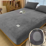 Soft Warm Plush Fitted Sheet Elastic Mattress Cover Winter Warm Plush Mattress Protective Cover Winter Double Bed Bedding Bedcover Only a Sheet 90x200cm Only A sheet