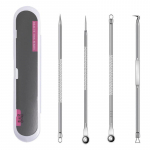 Nerūdijančio plieno spuogų adatų rinkinys: Ink&scaron;tirų &scaron;alinimo pincetai ir spaudimo įrankiai grožio salonui 4-Piece Acne Needle Set