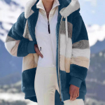 Moteri&scaron;kas madingas &scaron;iltas vilnos vienspalvis patchwork džemperis su gobtuvu, ki&scaron;enė su užtrauktuku, kasdienis &scaron;varkas XL