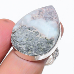 Natural Larimar Gemstone Handmade 925 Sterling Silver Jewelry Ring Size 9.5 h8e83