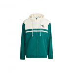 Adidas Originali spalvų bloko logotipu marginta ilgomis rankovėmis su gobtuvu vėjo nepraleidžianti striukė vyrams vir&scaron;utiniai drabužiai žalia IU0201 M