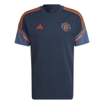Adidas Manchester United 22/23 Dryžuotas Megztinis Patogūs Trumpomis Rankovėmis Futbolo Mar&scaron;kinėliai Vyri&scaron;ki Vir&scaron;utiniai Drabužiai Tamsiai Mėlyni HH9337 M
