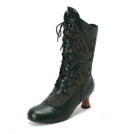 Moterų kostiumas Cosplay Batai Retro pusbačiai su deginimo technika Kitten Heels Priekinė juosta Lopyti batai 40 black