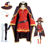 Anime figūrėlės Megumin Cosplay kostiumas Karnavalo uniforma Suknelė Skrybėlė Pir&scaron;tinės Aksesuarai Helovino kostiumų vakarėlis Mergaitėms Moterims S 40-45kg smėlis