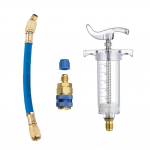 Automobilinis 30 ml 1 oz A/C alyvos/dažų injektorius su žemo slėgio greito jungimo adapteriu 1/4 Automobilinis oro kondicionavimo alyvos purk&scaron;tuvas Injekcinis &scaron;virk&scaron;tas balta