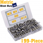 Stainless Steel  M3 M5 M6 M8 M10 ert Threaded Insert Riv Assortment Kit 199 Pieces One Size sidabras