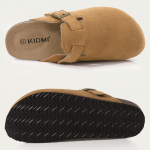 Madingos Litfun Naujos Mados Moteri&scaron;kos Klumpės su Reguliuojamu Dirželiu Kam&scaron;tinio Pado Odinės Mules su Arkos Atrama Unisex Lauko Bulvių Batai 36 beige